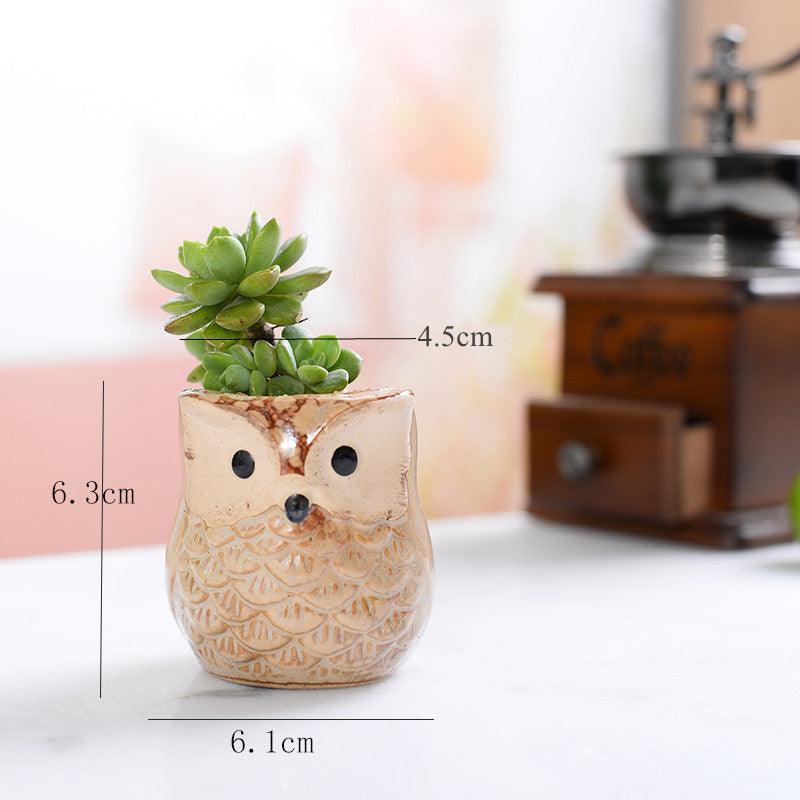 6-Piece Mini Owl Ceramic Succulent Planter Pots