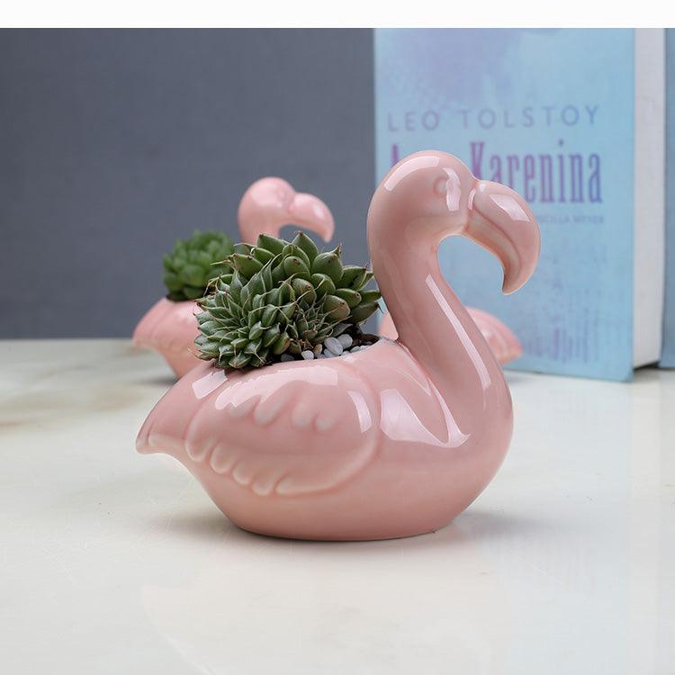 2-Piece Pink Flamingo Succulent Planter Pots