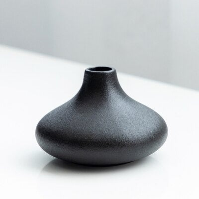 Black as Night Textured Ceramic Vases