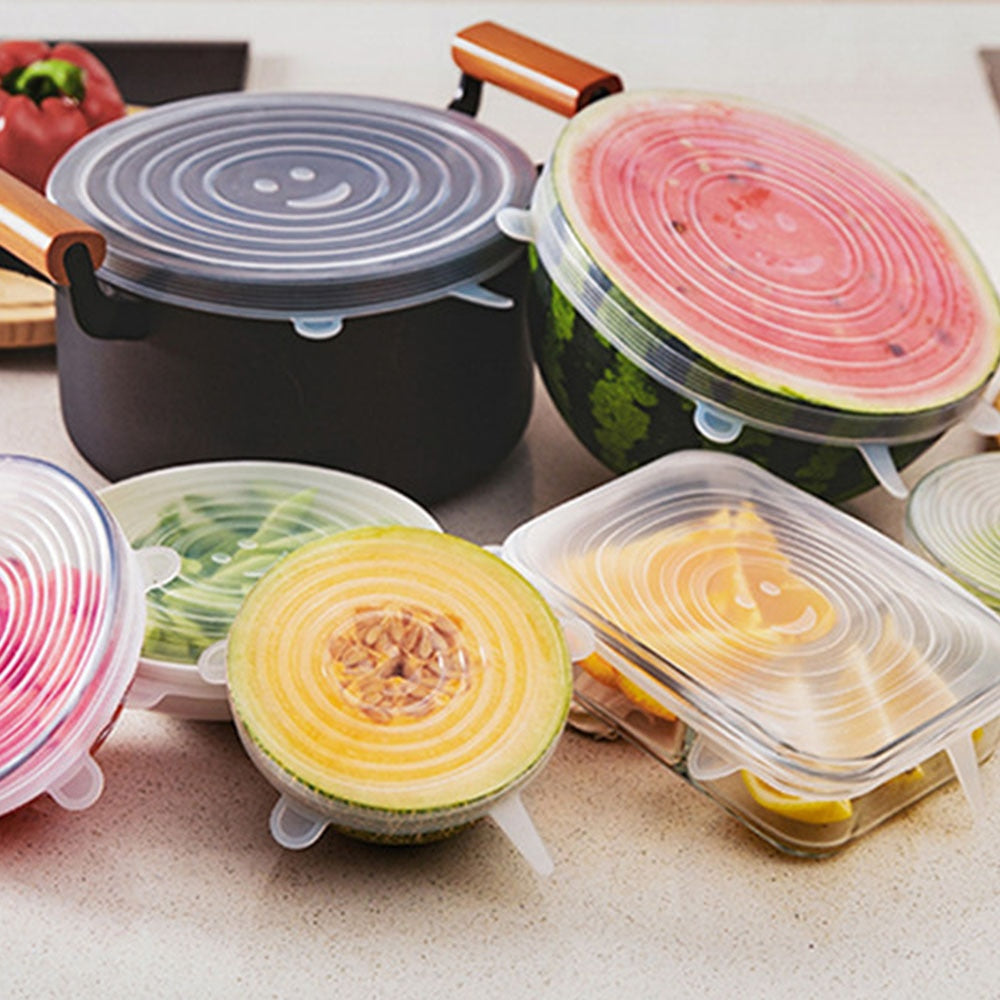 6PCS Adaptable Lid Silicone Cover Food