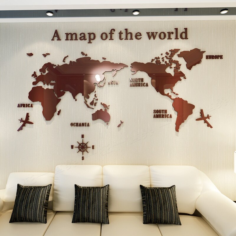 Modern World Map Acrylic Decorative 3D