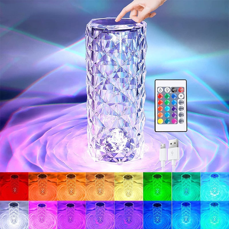 Crystal Lamp Touch Table Light 16 Colors LED